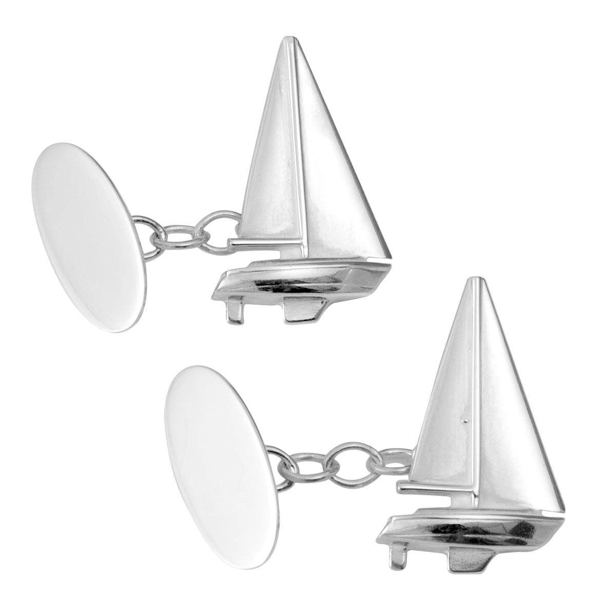 Silver sailing boat cufflinks