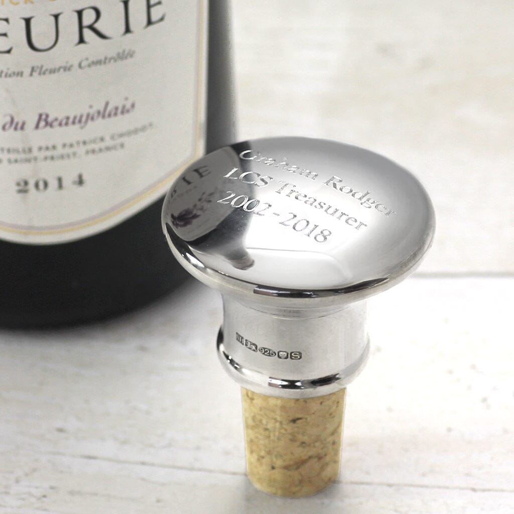 Silver wine stopper engraved 2025