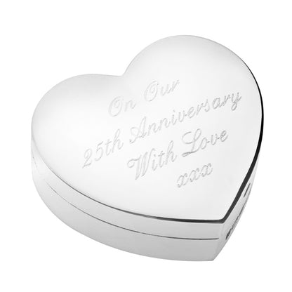 Silver Heart Box Engraved