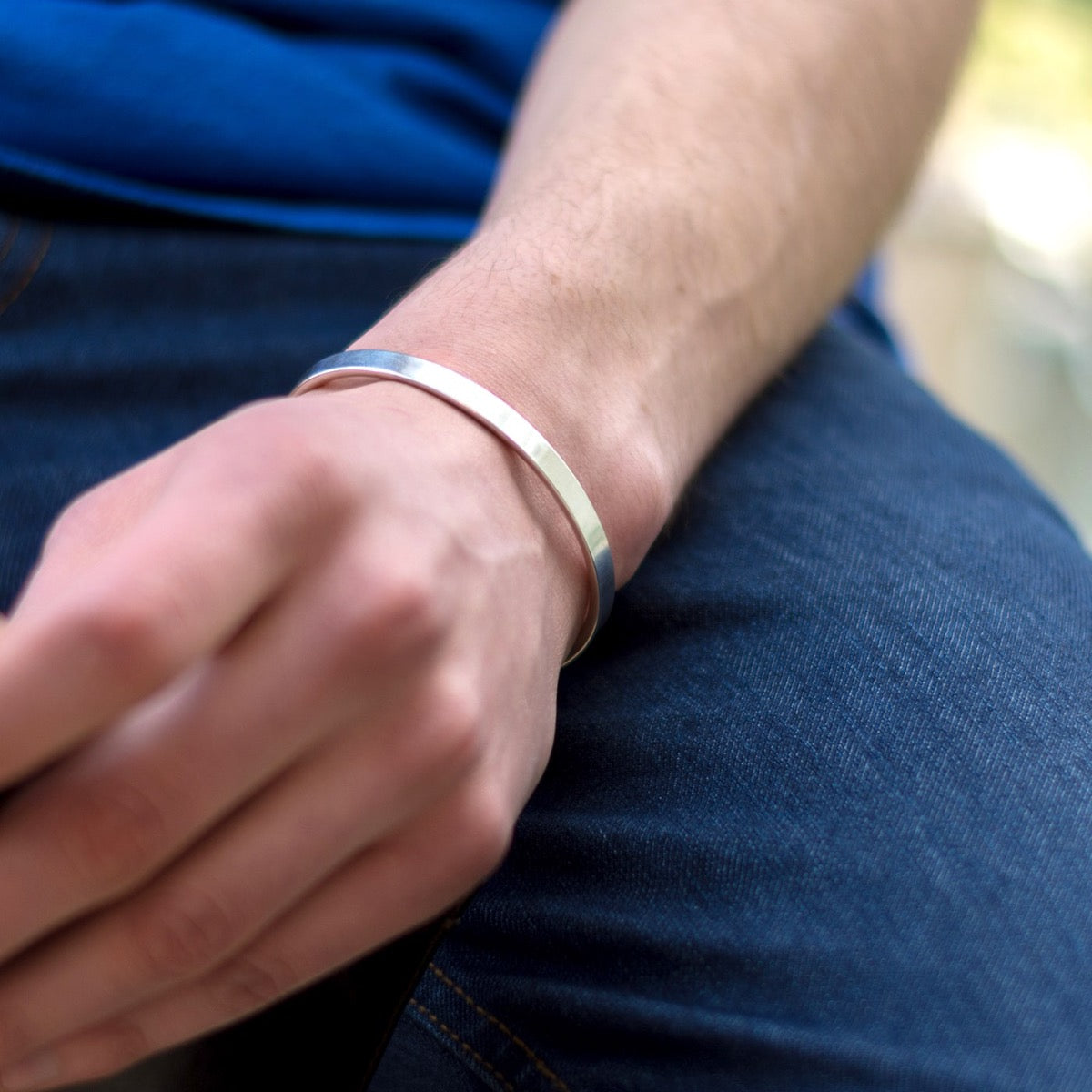 Boys silver cuff bracelet