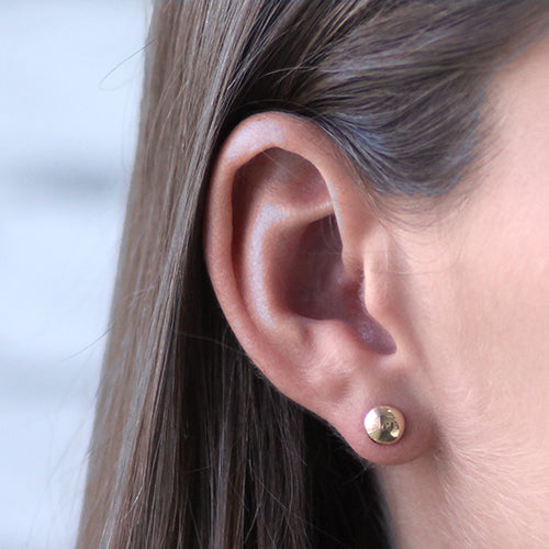 Gold button sales stud earrings