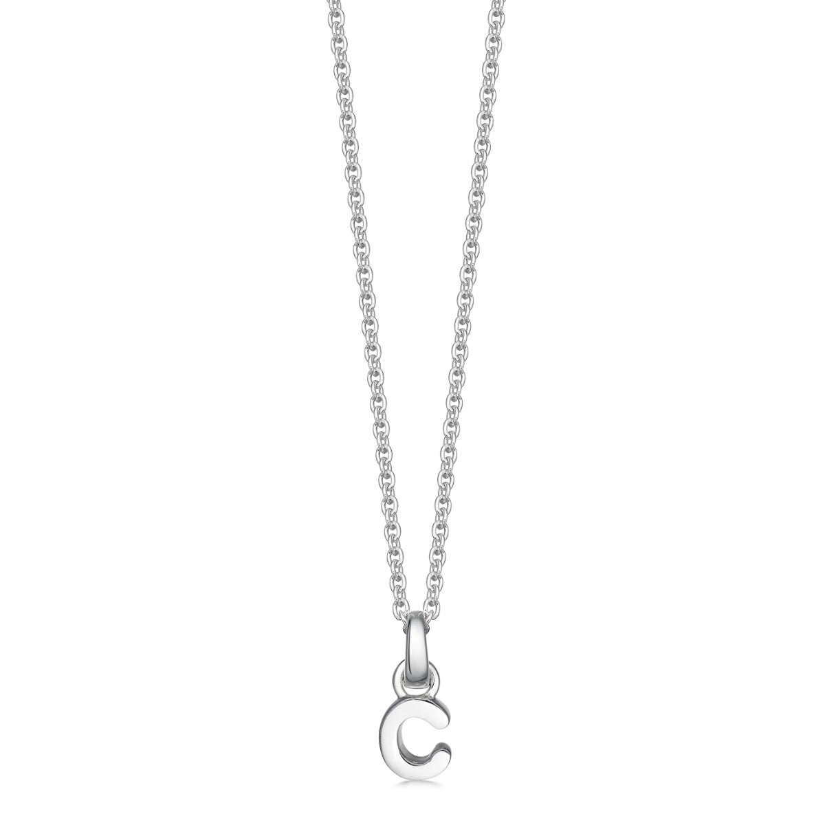 Mini Silver Letter "C" Initial Necklace