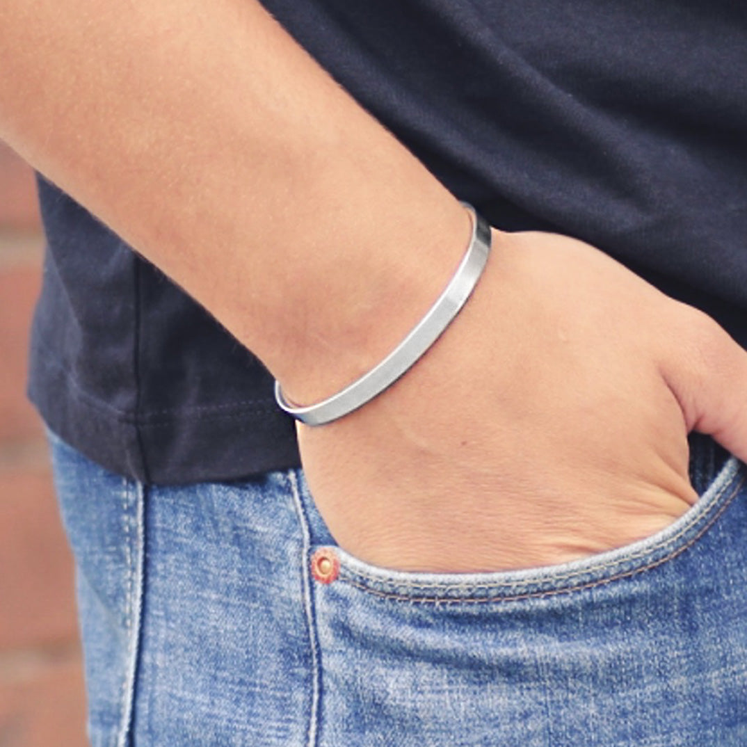 Mens Silver Bracelet Deluxe Slim