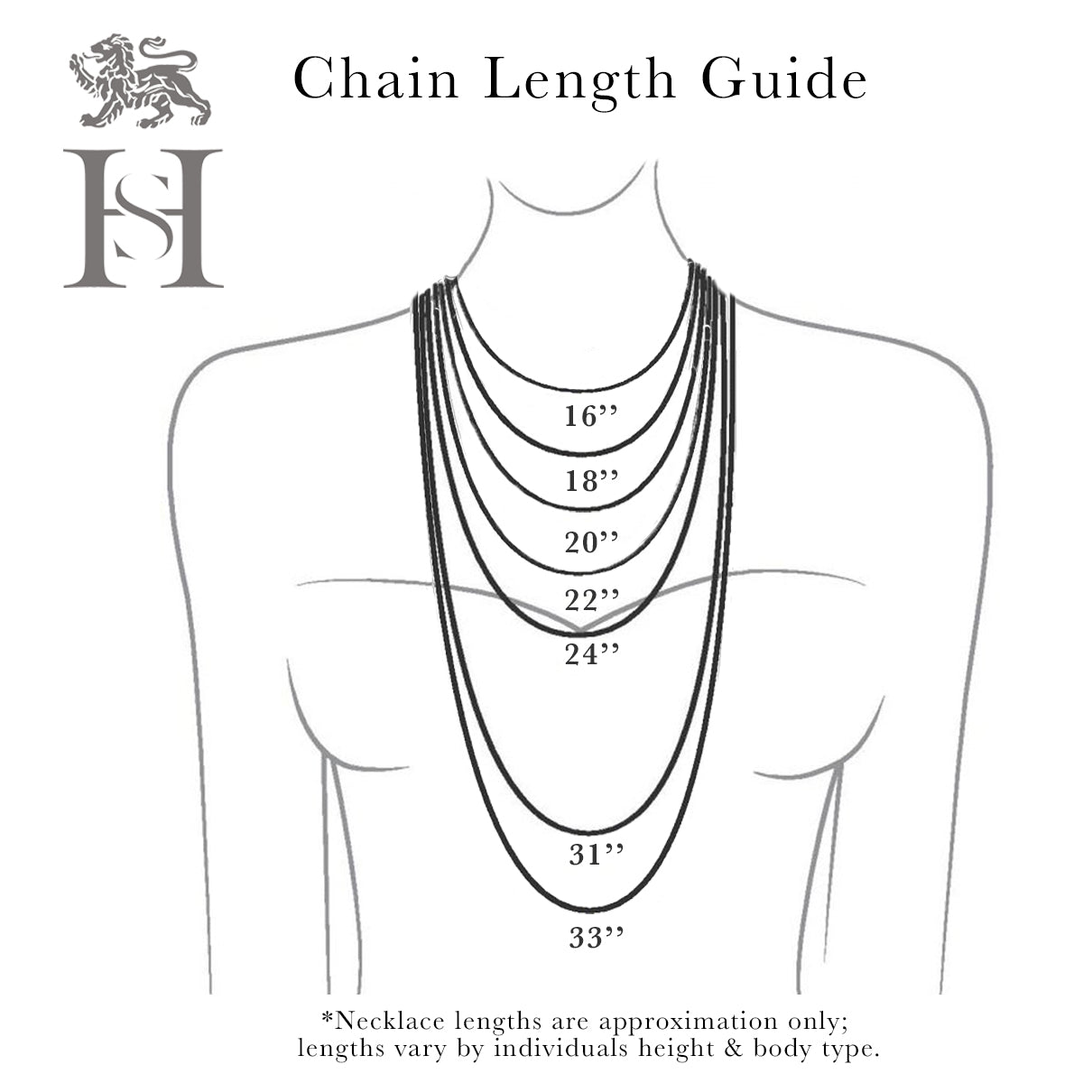 Hersey & Son Silversmiths chain lengths guide 