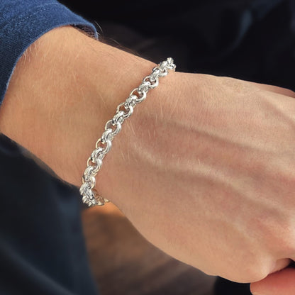 Heavy Silver Round Belcher Chain Bracelet