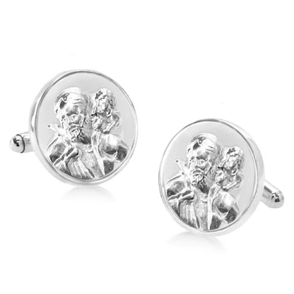 Deluxe Silver St Christopher Cufflinks