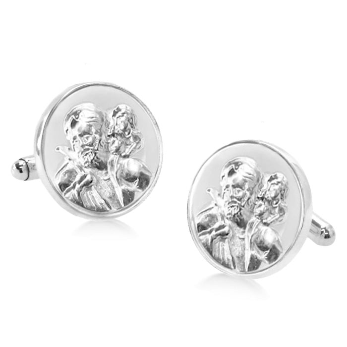 Deluxe Silver St Christopher Cufflinks