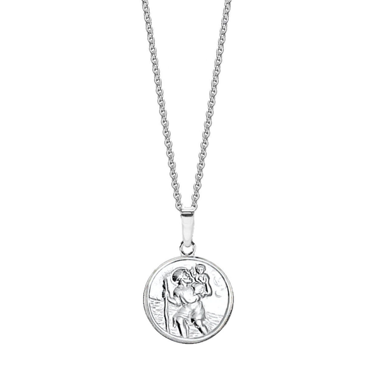 Silver St Christopher medal necklace 