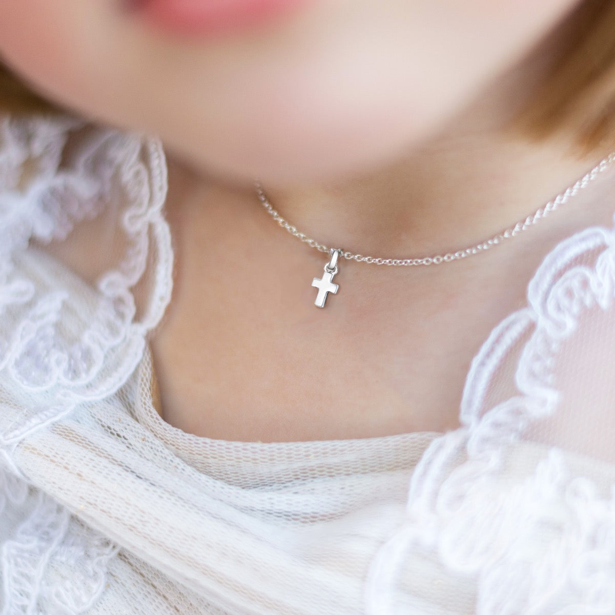 Sterling Silver Childs Christening Cross Necklace