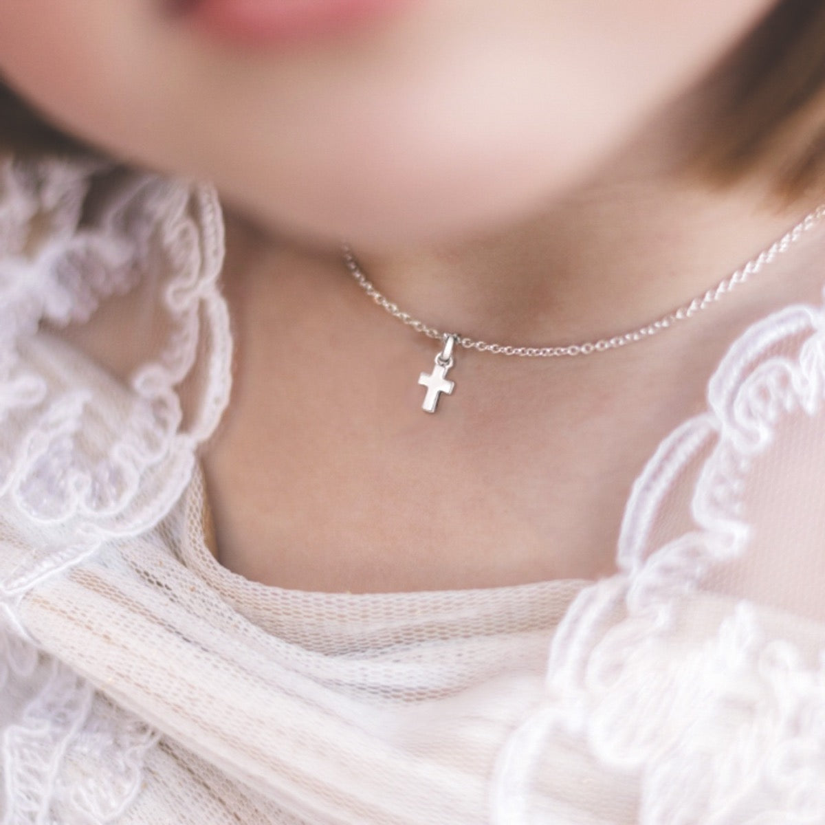 Sterling Silver Childs Christening Cross Necklace