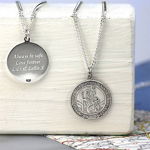 St Christopher Coin Necklace | Fast Delivery Crafted by Silvery UK.