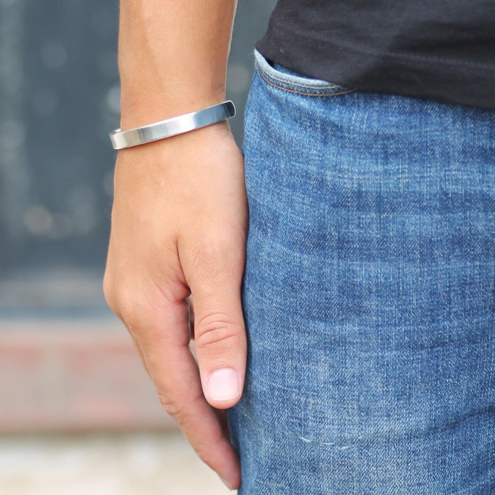 silver chunky matte bracelet