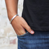 Mens Chunky Beaten Silver Bracelet - hersey-and-son