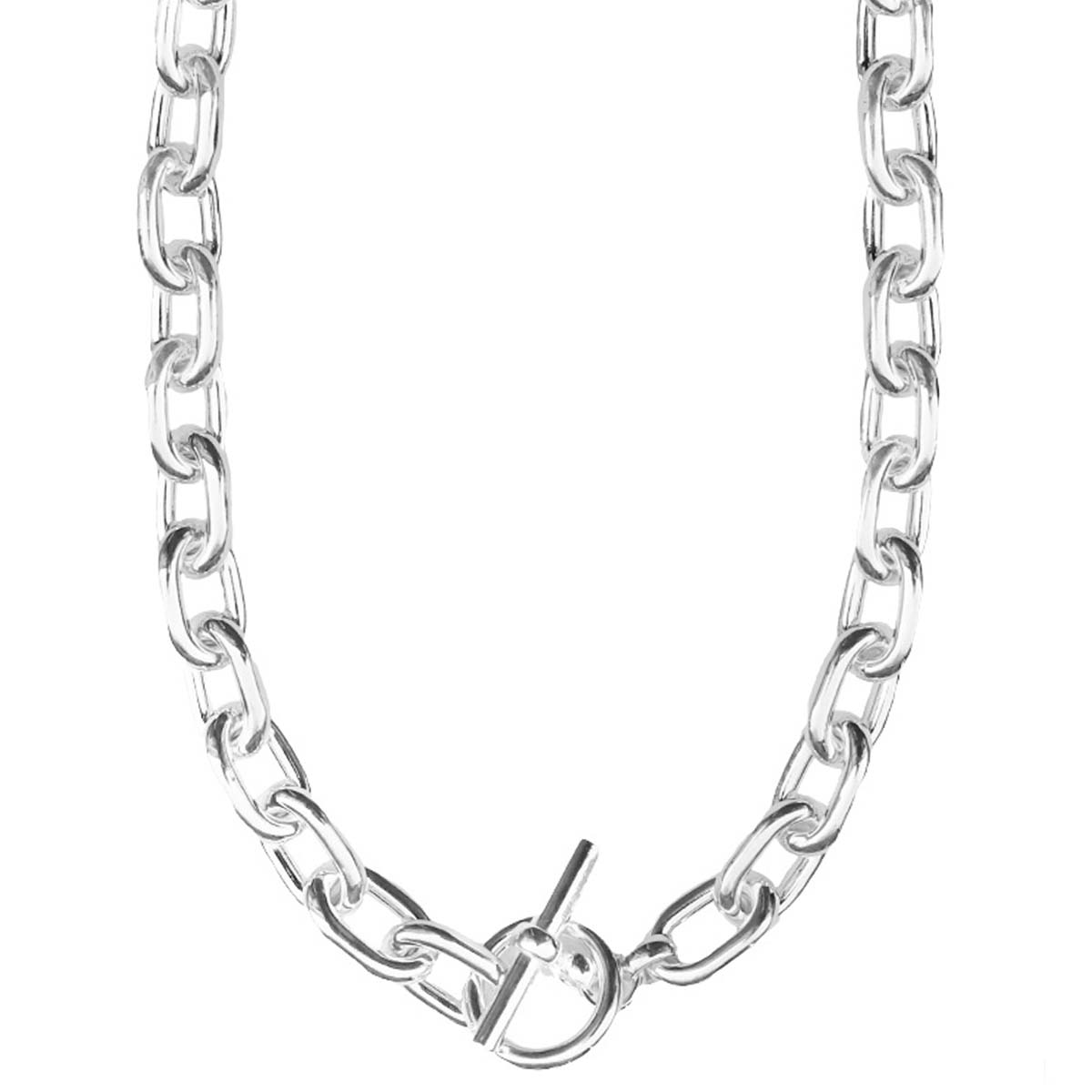 Silver Chunky T-Bar Necklace