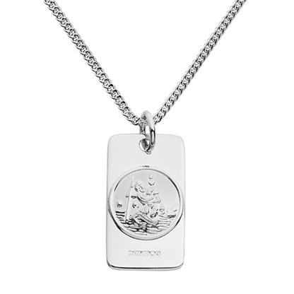 Mens St Christopher Necklace - Dog Tag