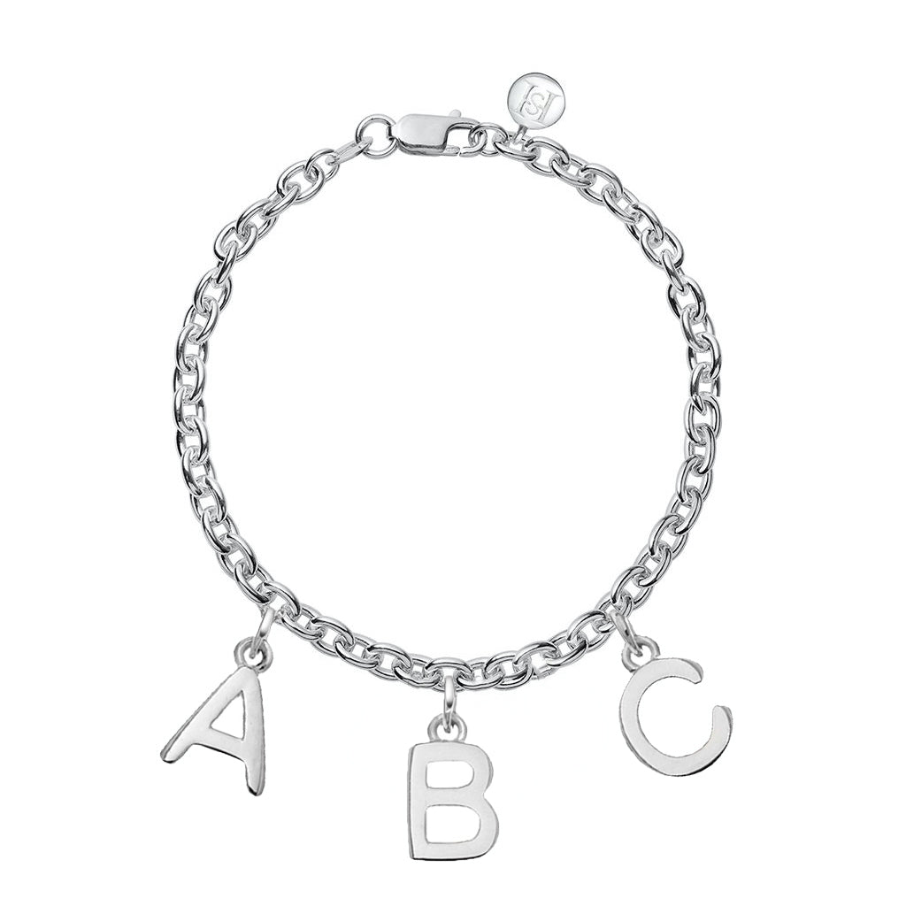 Silver initial chain bracelet 