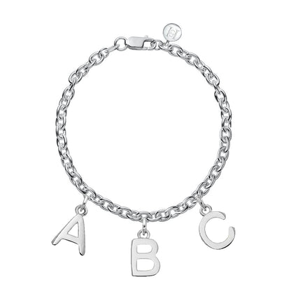 Silver initial chain bracelet 