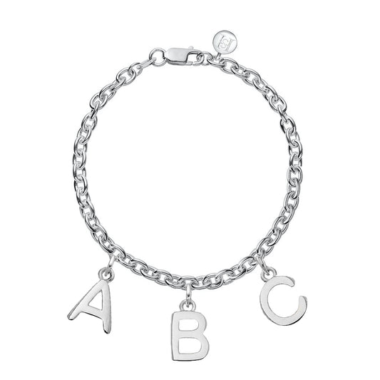 Silver initial chain bracelet 