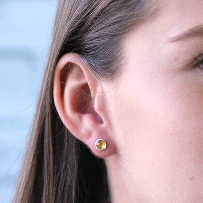 silver and citrine birthstone earrings