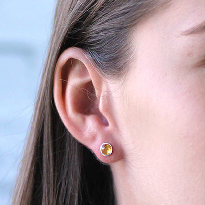 silver and citrine birthstone earrings