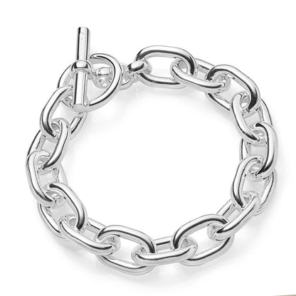 Classic chunky silver t-bar bracelet 
