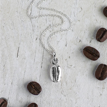 silver coffee bean necklace
