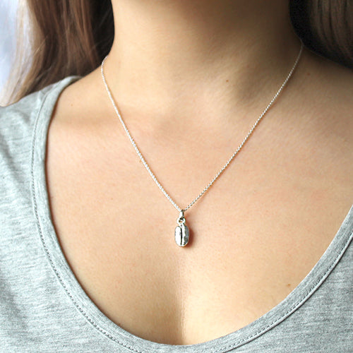 silver coffee bean necklace 