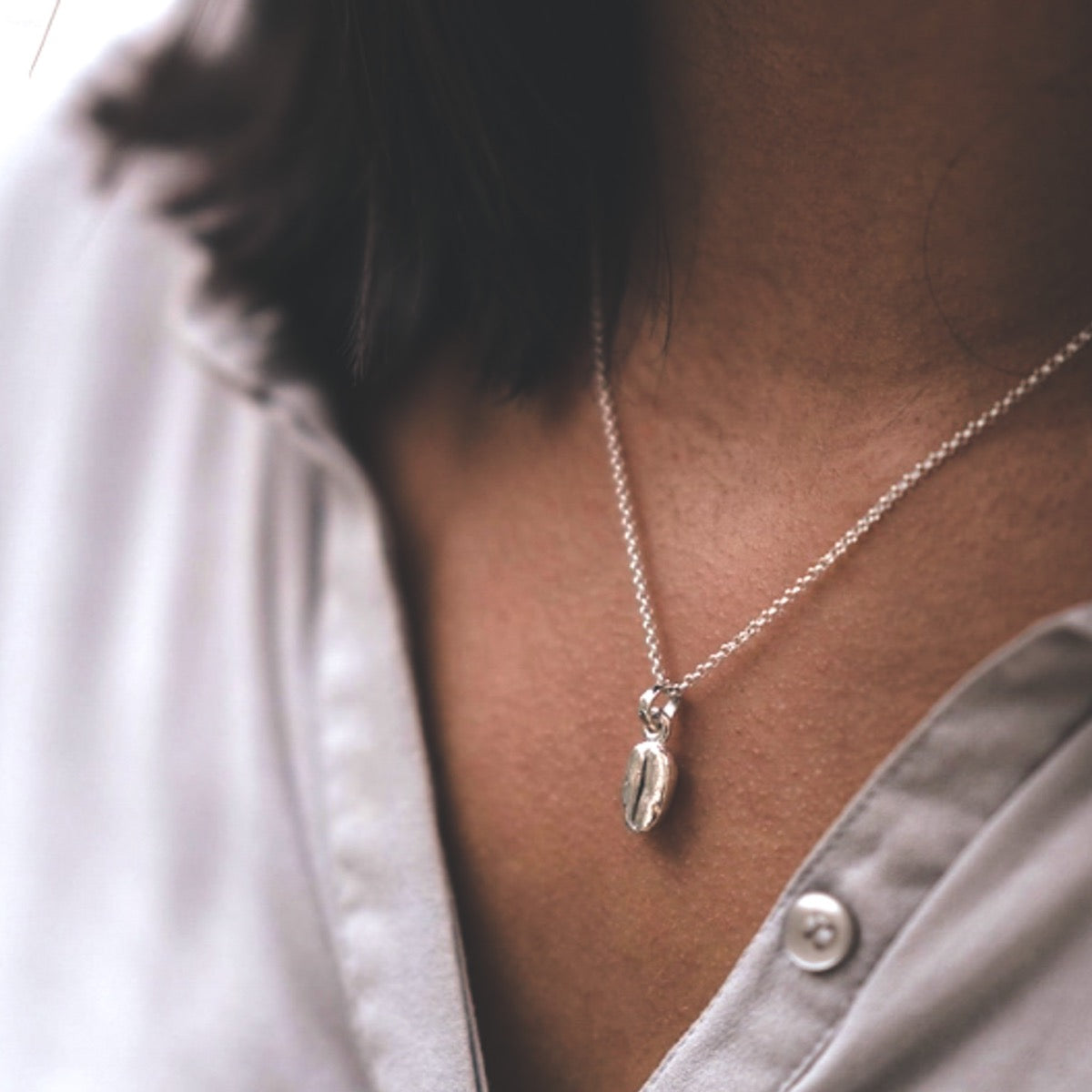 Sterling Silver Coffee Bean Pendant