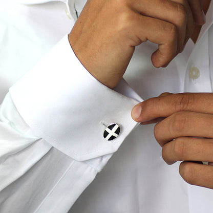 Silver Cornish Flag Cufflinks Vitreous Enamel