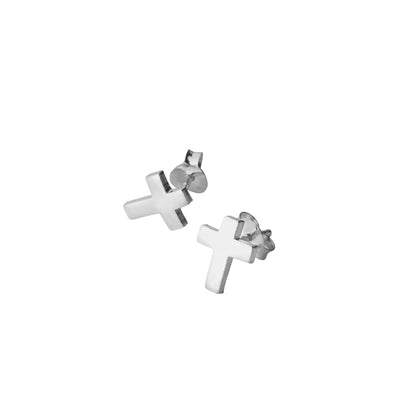 Silver cross stud earrings