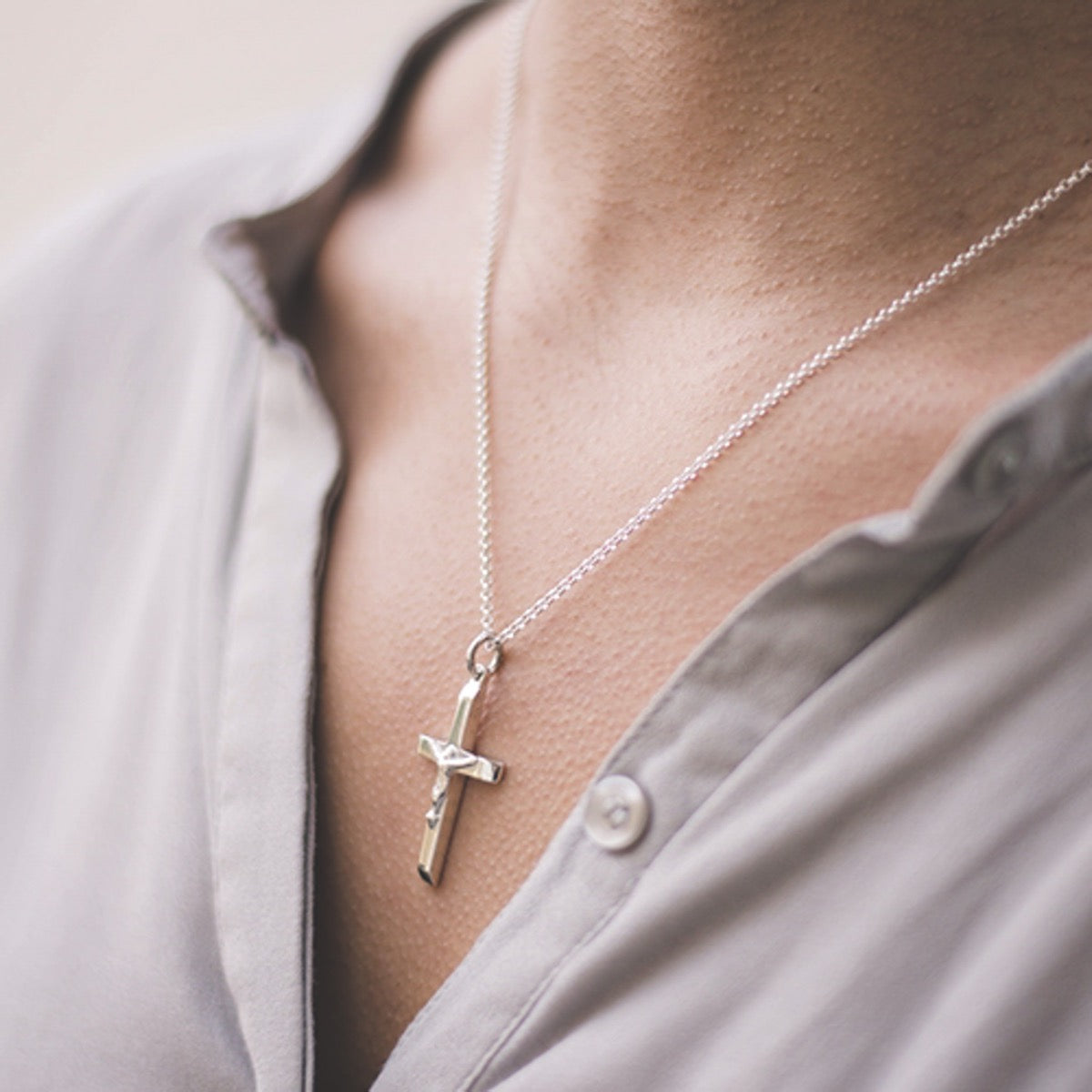Solid silver crucifix necklace
