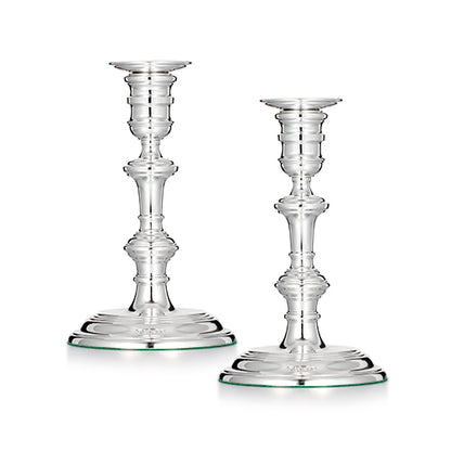 Pair of silver Georgian style candlesticks
