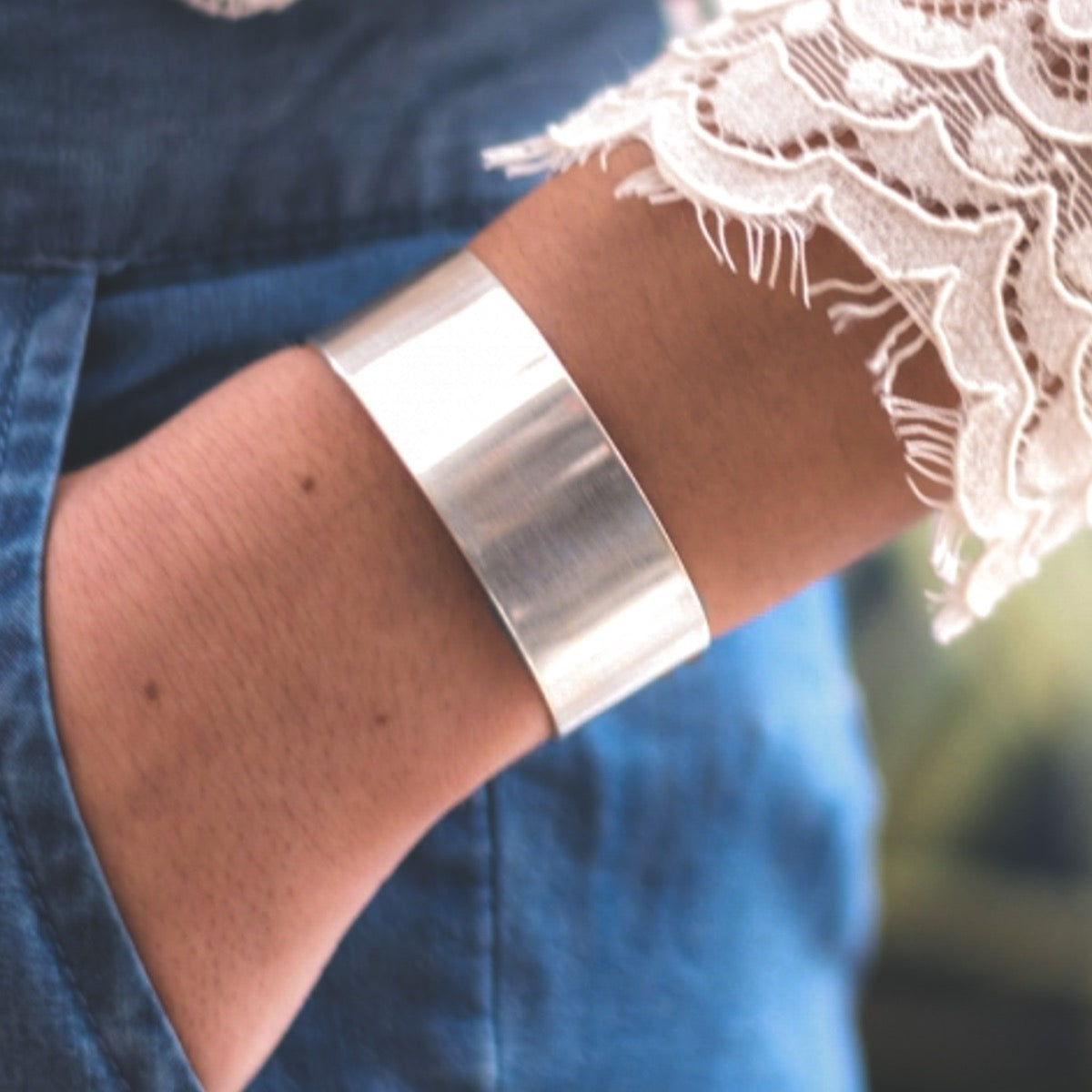 Silver cuff bracelet-1400