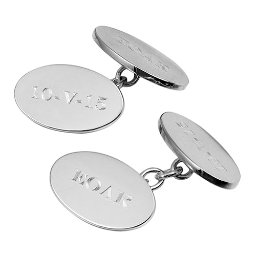 Classic Silver Oval Chain Cufflinks