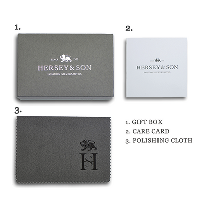 Hersey & Son Silversmiths Packaging Union Jack Silver Cufflinks