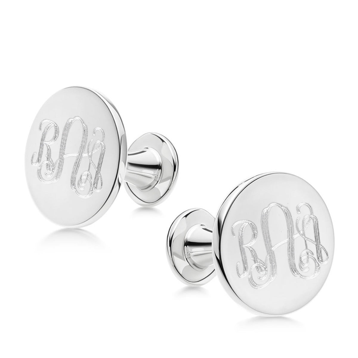 Silver monogram cufflinks