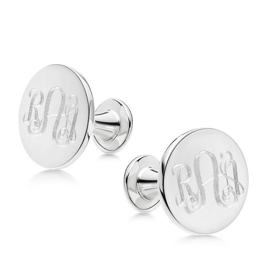 Silver monogram cufflinks