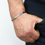 Deep Engraved Open Silver Bangle - hersey-and-son