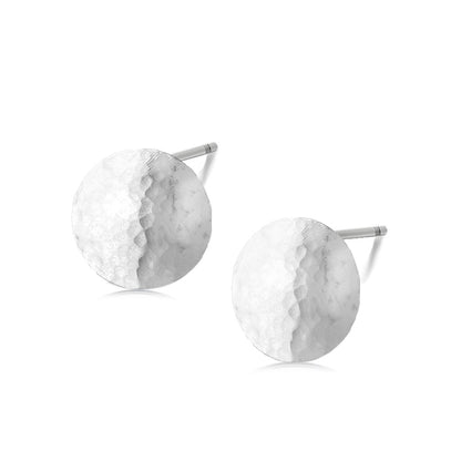 Large Hammered Silver Disc Earrings