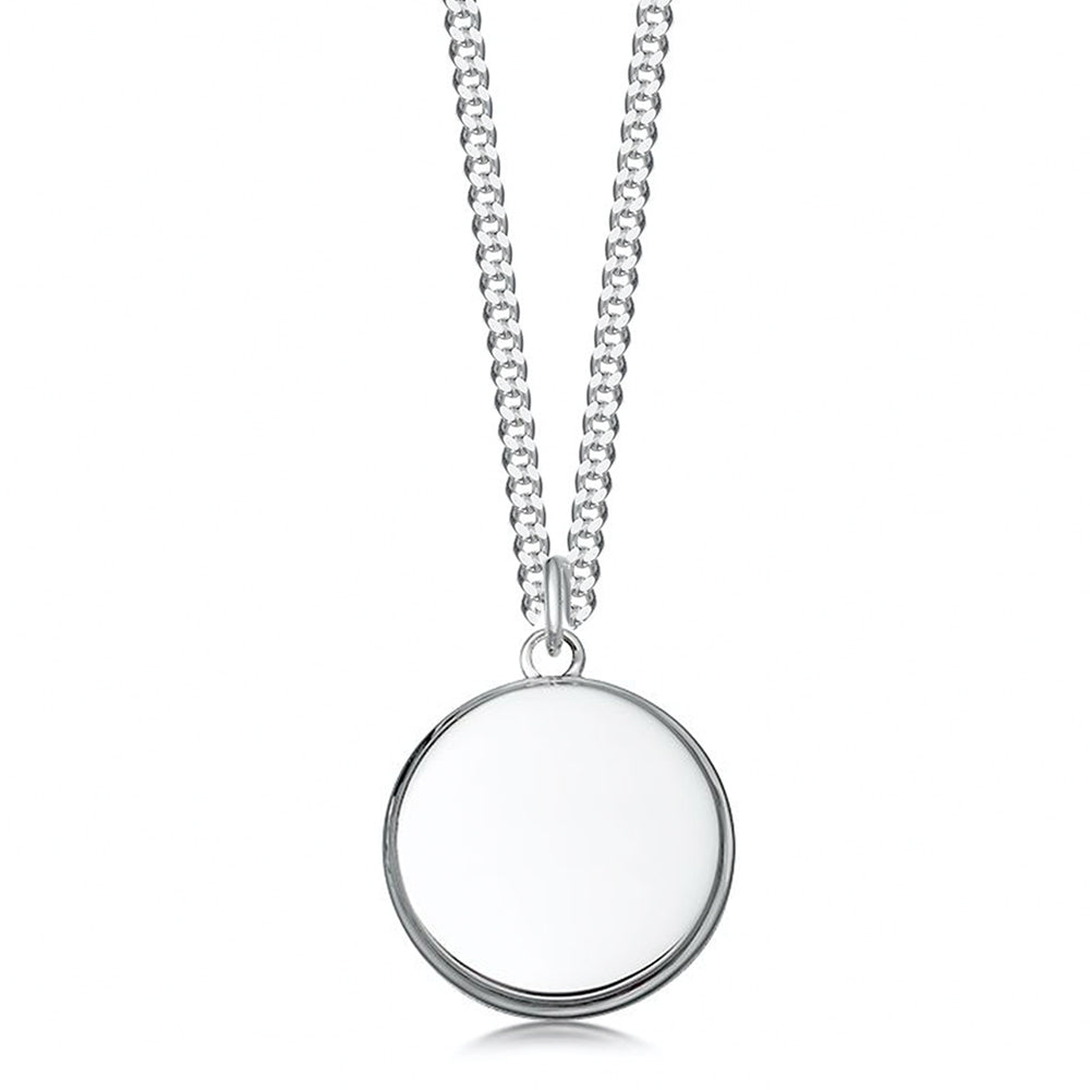 Silver round dog tag pendant