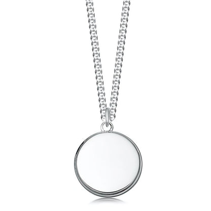 Silver round dog tag pendant