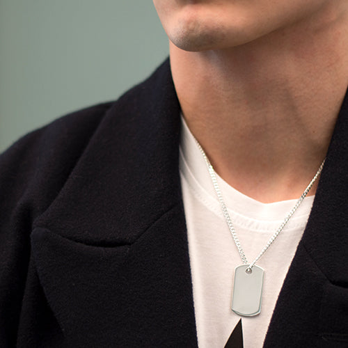 Sterling Silver Dog Tag Necklace