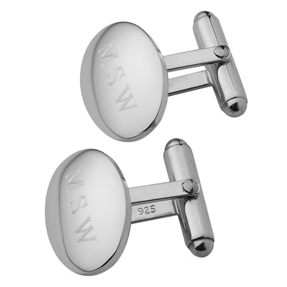 Silver Domed Oval Hinged Cufflinks