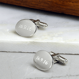 Silver Domed Oval Hinged Cufflinks - hersey-and-son