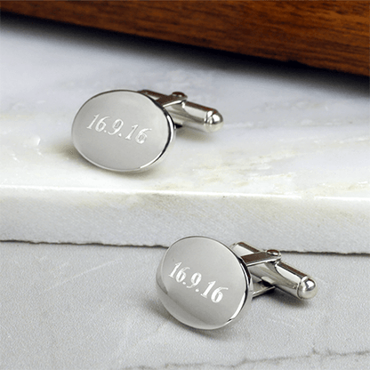 Silver Domed Oval Hinged Cufflinks