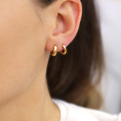 Little gold huggie hoop earrings