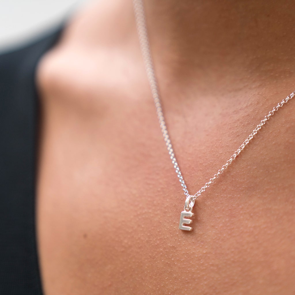 Silver letter E necklace