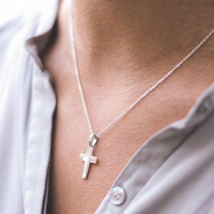 Small classic silver cross necklace