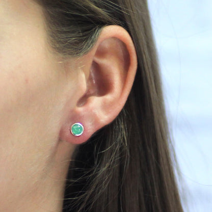 Silver and emerald birthstone earrings 
