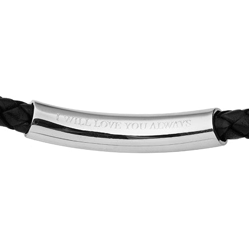 Leather Secret Message Bracelet engraved